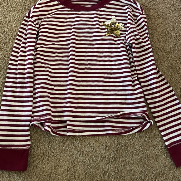 Justice Maroon and White Striped Long Sleeve Tee - Picture 1 of 3
